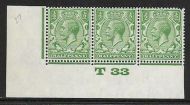 ½d Green Block Cypher Control T33 imperf UNMOUNTED MINT MNH