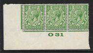 ½d Green Block Cypher Control O31 imperf UNMOUNTED MINT MNH