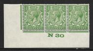 ½d Green Block Cypher Control N30 imperf UNMOUNTED MINT MNH