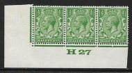½d Green Block Cypher Control H27 imperf UNMOUNTED MINT MNH