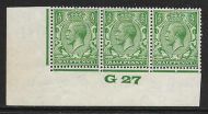 ½d Green Block Cypher Control G27 imperf MOUNTED MINT