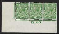 ½d Green Block Cypher Control D25 imperf UNMOUNTED MINT MM in margin
