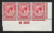 1d Scarlet Block Cypher Control N30 imperf MOUNTED MINT bottom margin only