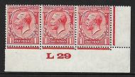 1d Scarlet Block Cypher Control L29 imperf MOUNTED MINT margin only
