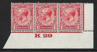 1d Scarlet Block Cypher Control K29 imperf UMOUNTED MINT MNH
