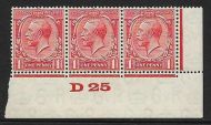 1d Scarlet Block Cypher Control D25 imperf UNMOUNTED MINT MNH