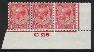 1d Scarlet Block Cypher Control C25 imperf MOUNTED MINT margin only