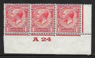 1d Scarlet Block Cypher Control A24 imperf MOUNTED MINT in margin only
