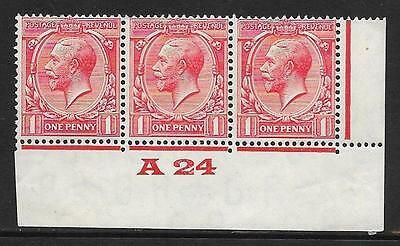 1d Scarlet Block Cypher Control A24 imperf MOUNTED MINT in margin only