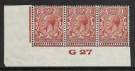 1½d Brown Block Cypher Control G27 imperf UNMOUNTED MINT MM in margin