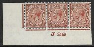1½d Brown Block Cypher Control J28 imperf UNMOUNTED MINT MNH