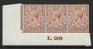 1½d Brown Block Cypher Control L29 imperf UNMOUNTED MINT MM in margin only