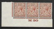 1½d Brown Block Cypher Control M30 imperf UNMOUNTED MINT MNH