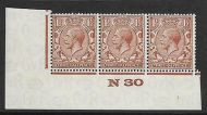 1½d Brown Block Cypher Control M30 imperf UNMOUNTED MINT MNH