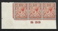 1½d Brown Block Cypher Control S33 imperf UNMOUNTED MINT MNH