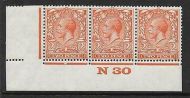 2d Orange Block Cypher Control N30 imperf MOUNTED MINT