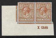 Spec N40(1) 5d Brown Block Cypher Control I28 imperf MOUNTED MINT margin only