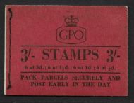 M3 3 - Wilding Crowns GPO booklet - March 1958 Wmk Inverted on ½d  3d pane