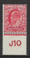 Sg 220 1d Scarlet Control J10 perf De La Rue MOUNTED MINT
