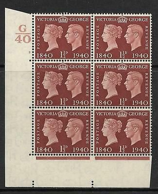 Sg 481 1½d 1940 Centenary Cylinder G40 3 No Dot UNMOUNTED MINT MNH