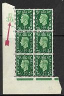 1937 ½d Green Dark colours E39 76 Dot perf 5(E I) block 6 UNMOUNTED MINT