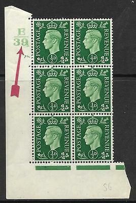 1937 ½d Green Dark colours E39 76 Dot perf 5(E I) block 6 UNMOUNTED MINT