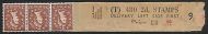 S49 2d 2 Band Violet sideways Delivery Coil leader T9 B3 - 3 Stamps MNH