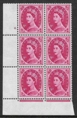 8d Wilding Violet Phos 9.5mm cyl 4 Dot perf type C(P E) UNMOUNTED MINT