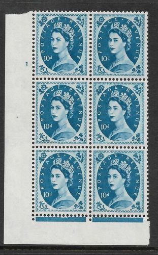 10d Wilding Violet Phos 9.5mm cyl 1 No Dot perf type F(L) UNMOUNTED MINT