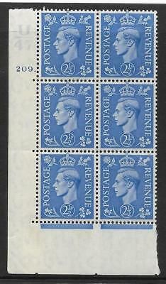 2½d Light Blue Cylinder Control U47 209 Dot perf 5(E I) UNMOUNTED MINT