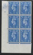 2½d Light Blue Cylinder Control U47 212 Dot perf 5(E I) UNMOUNTED MINT