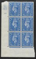 2½d Light Blue Cylinder Control U47 212 Dot perf 5(E I) UNMOUNTED MINT MNH