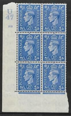 2½d Light Blue Cylinder Control U47 212 Dot perf 5(E I) UNMOUNTED MINT MNH