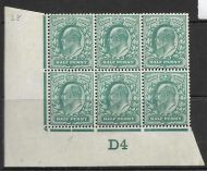 ½d Blue-Green Control D4 (Co-Ex) perf type H1 plate 28 UNMOUNTED MINT