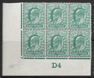 ½d Blue-Green Control D4 (Co-Ex) perf type V1 plate 28 Lightly MOUNTED MINT