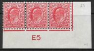 1d Scarlet Control E5 imperf perf type H1 plate 23 MOUNTED MINT