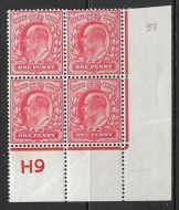 1d Scarlet Control H9 perf perf type H1A Plate 51 MOUNTED MINT