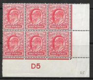 1d Scarlet Control D5 imperf perf type V1 plate 25 MOUNTED MINT