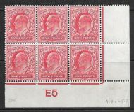 1d Scarlet Control E5 imperf perf type V1 plate 28a Lightly MOUNTED MINT