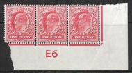 1d Scarlet Control E6 imperf perf type V2A plate 36 MOUNTED MINT