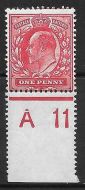 1d ScarletControl A11 perf type V1a with scarce right feed 17 pin UNMOUNTED MINT