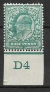 ½d Blue-Green Control D4 imperf single perf ext - Cont rule MOUNTED MINT