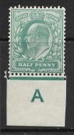 ½d Blue-Green Control A imperf single perf ext - Cont rule MOUNTED MINT