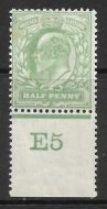 ½d Yellow-Green Control E5 perf - with Co-ex rule MOUNTED MINT MM