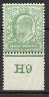 ½d Yellow-Green Control H9 perf with Co-ex rule MOUNTED MINT