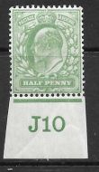 ½d Yellow-Green Control J10 imperf with Co-ex rule UNMOUNTED MINT