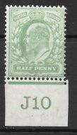 ½d Yellow-Green Control J10 imperf single perf ext Co-ex rule MOUNTED MINT MM