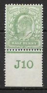 ½d Yellow-Green Control J10 perf with Co-ex rule MOUNTED MINT