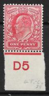 1d Scarlet Control D5 imperf with Co-Ex Rule MOUNTED MINT MM