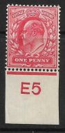 1d Scarlet Control E5 imperf with Co-Ex Rule MOUNTED MINT MM